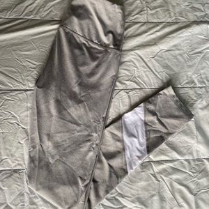 Reebok Gray Leggings with White Mesh Panels